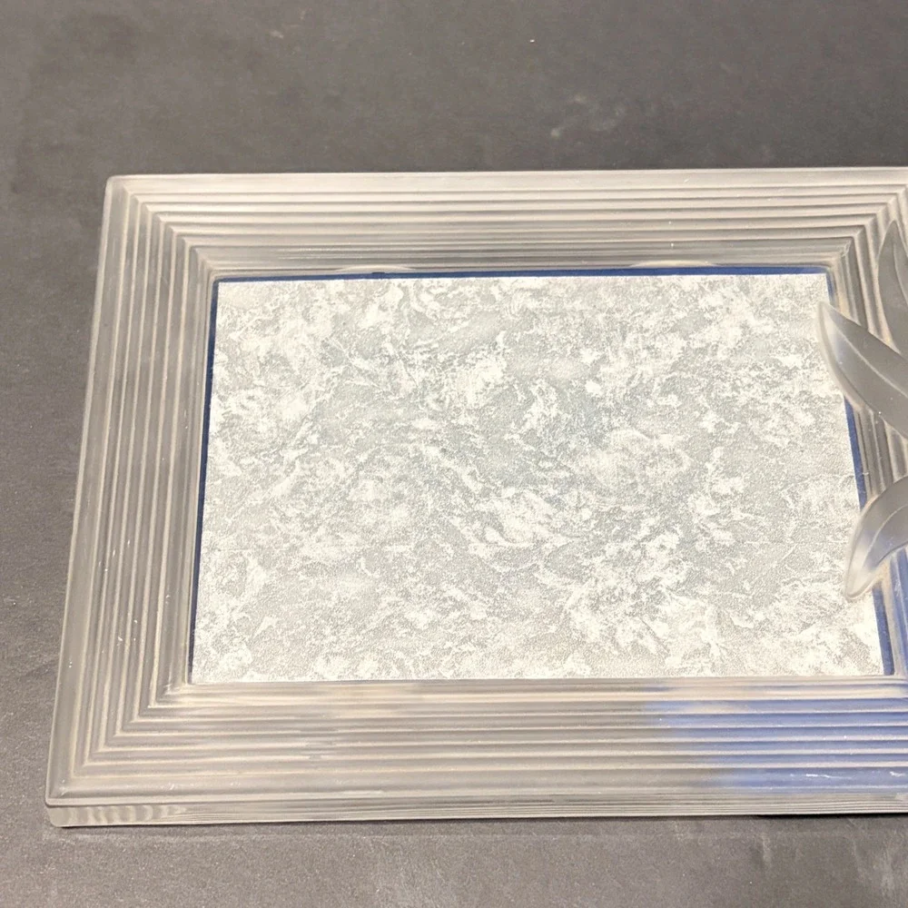 J.G. Durand Crystal Glass Frame Frosted Etched Botanical Heavy 5x7 Photo Picture